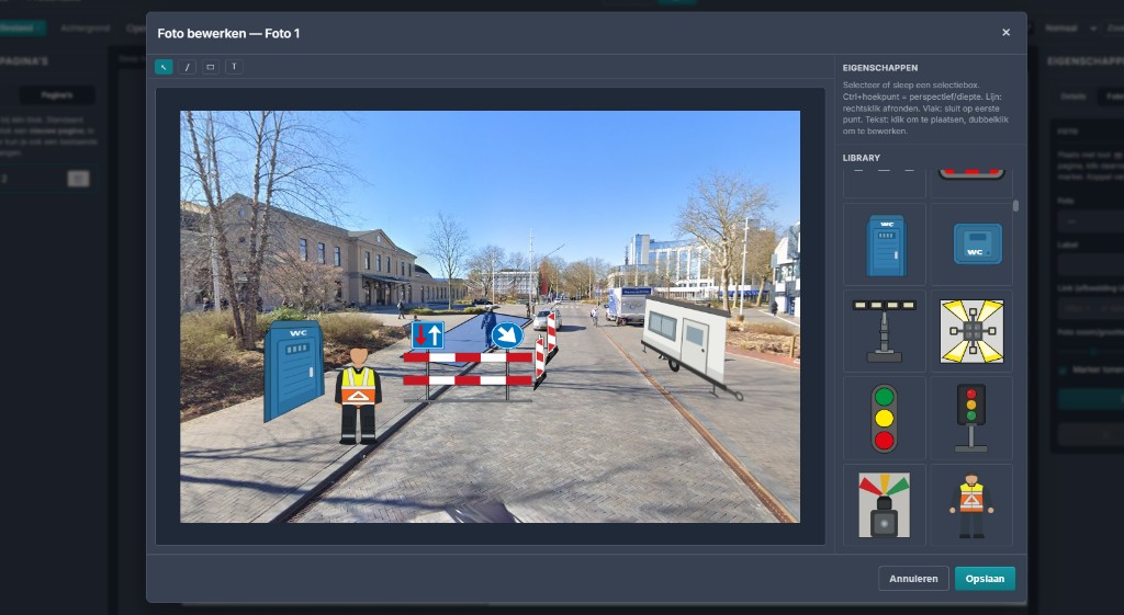 PlanStudio: locatiefoto bewerken met objecten in perspectief